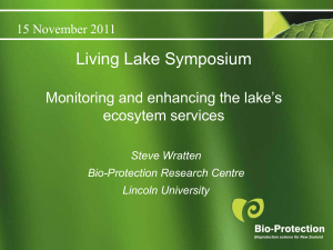 Living Lake Symposium  Monitoring and enhancing the lake’s ecosytem services