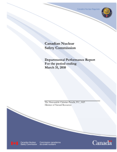 Canadian Nuclear Safety Commission  Departmental Performance Report