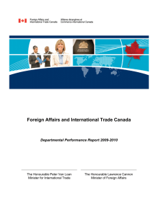Foreign Affairs and International Trade Canada Departmental Performance Report 2009-2010