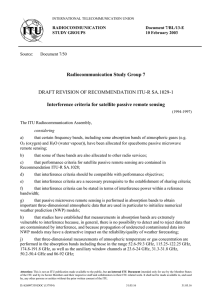Radiocommunication Study Group 7 Interference criteria for satellite passive remote sensing