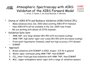 Atmospheric Spectroscopy with AIRS: Validation of the AIRS Forward Model •