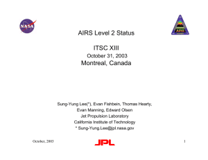 AIRS Level 2 Status ITSC XIII Montreal, Canada October 31, 2003