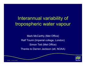 Interannual variability of tropospheric water vapour