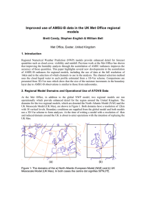 Improved use of AMSU-B data in the UK Met Office... models Brett Candy, Stephen English &amp; William Bell 1. Introduction