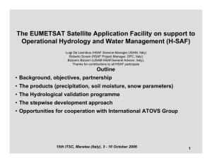 The EUMETSAT Satellite Application Facility on support to