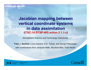 Jacobian mapping between vertical coordinate systems in data assimilation (