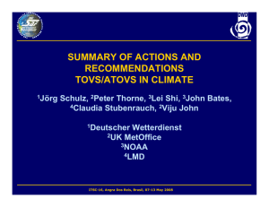 SUMMARY OF ACTIONS AND RECOMMENDATIONS TOVS/ATOVS IN CLIMATE