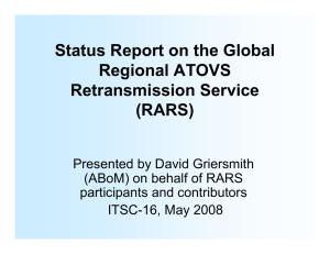 Status Report on the Global Regional ATOVS Retransmission Service (RARS)