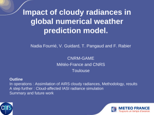Impact of cloudy radiances in global numerical weather prediction model.