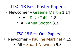 ITSC-18 Best Poster Papers Newcomer – 1.14 •