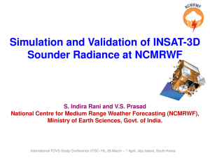 Simulation and Validation of INSAT-3D Sounder Radiance at NCMRWF