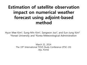 Estimation of satellite observation impact on numerical weather forecast using adjoint-based method