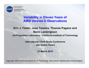 Variability in Eleven Years of AIRS Version 6 Observations Bjorn Lambrigtsen