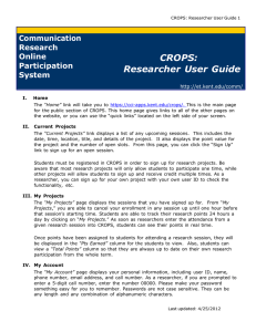 CROPS: Researcher User Guide  Communication