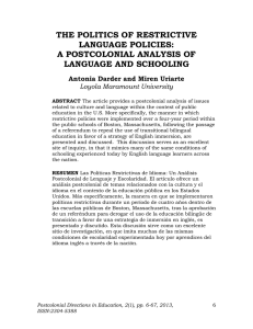 THE POLITICS OF RESTRICTIVE LANGUAGE POLICIES: A POSTCOLONIAL ANALYSIS OF LANGUAGE AND SCHOOLING