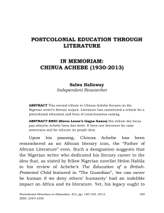 POSTCOLONIAL EDUCATION THROUGH LITERATURE  IN MEMORIAM: