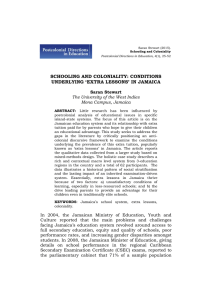 SCHOOLING AND COLONIALITY: CONDITIONS UNDERLYING ‘EXTRA LESSONS’ IN JAMAICA  Saran Stewart