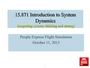 15.871 Introduction to System Dynamics People Express Flight Simulation October 11, 2013
