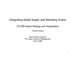 Integrating Global Supply and Marketing Chains 15.220 Global Strategy and Organization Donald Lessard