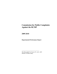 Commission for Public Complaints Against the RCMP 2009-2010