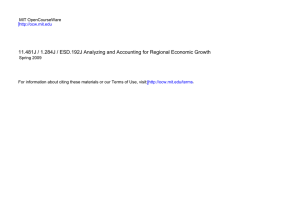 11.481J / 1.284J / ESD.192J Analyzing and Accounting for Regional Economic...