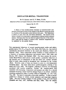 INSULATOR-METAL - TRANSITION