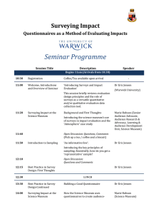 Seminar Programme Surveying Impact Questionnaires as a Method of Evaluating Impacts