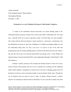 Allison Lakomski Profs. Bergland, Buckle, Thomas-Buckle Interrogating Marriage December 11, 2007