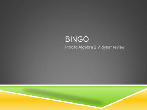 BINGO Intro to Algebra 2 Midyear review