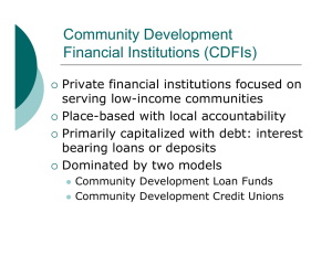 Community Development Financial Institutions (CDFIs)