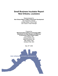 Small Business Incubator Report New Orleans, Louisiana