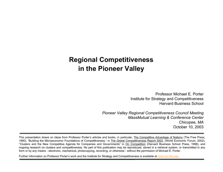 Regional Competitiveness in the Pioneer Valley