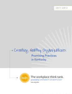 Creating Healthy Organizations: Promising Practices in Kentucky The workplace think tank.