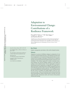 Adaptation to Environmental Change: Contributions of a Resilience Framework