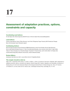 17 Assessment of adaptation practices, options, constraints and capacity Coordinating Lead Authors: