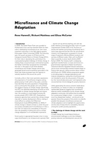 Microfinance and Climate Change Adaptation Anne Hammill, Richard Matthew and Elissa McCarter
