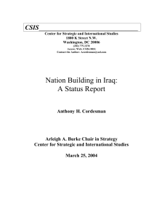 Nation Building in Iraq: A Status Report CSIS