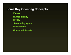 Some Key Orienting Concepts Values Human dignity Civility