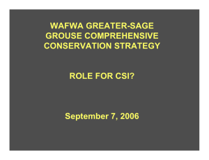 WAFWA GREATER-SAGE GROUSE COMPREHENSIVE CONSERVATION STRATEGY ROLE FOR CSI?