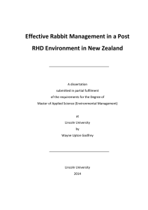 Effective Rabbit Management in a Post RHD Environment in New Zealand
