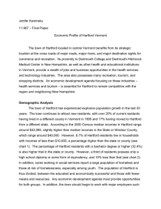 Jenifer Kaminsky 11.967 – Final Paper Economic Profile of Hartford Vermont