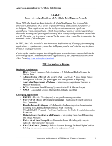 IAAI-01 Innovative Applications of Artificial Intelligence Awards