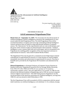 AAAI announces Feigenbaum Prize