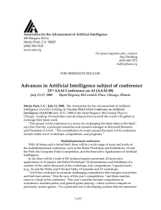 Advances in Artificial Intelligence subject of conference 23 445 Burgess Drive