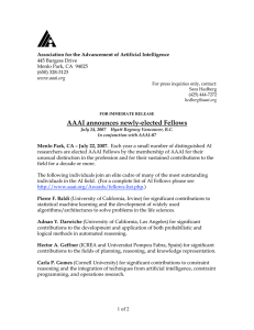 AAAI announces newly-elected Fellows
