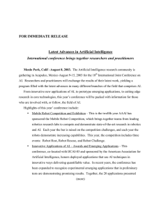 FOR IMMEDIATE RELEASE Latest Advances in Artificial Intelligence