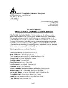 AAAI Announces 2014 Class of Senior Members 