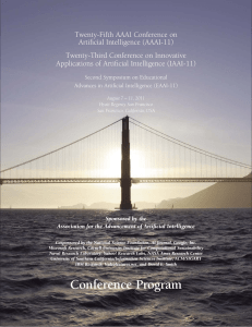 Twenty-Fifth AAAI Conference on Artificial Intelligence (AAAI-11) Twenty-Third Conference on Innovative