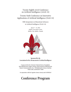Twenty-Eighth AAAI Conference on Artificial Intelligence (AAAI-14) Twenty-Sixth Conference on Innovative