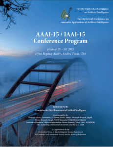 Twenty-Ninth AAAI Conference on Artificial Intelligence Twenty-Seventh Conference on